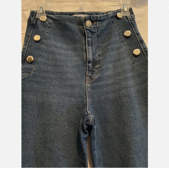 Zara Wide Leg Silver Hardware Denim Pant - Picture 5 of 6